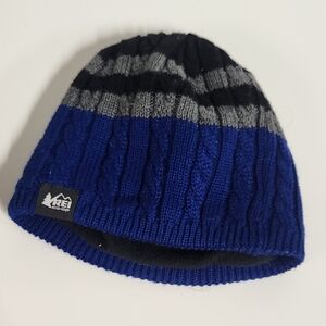 REI Blue and Gray Knitted Winter Hat